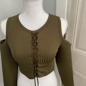 Laced long sleeve crop